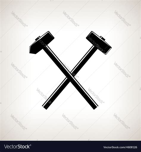 Silhouette Of A Crossed Hammer And Sledgehammer Vector Image