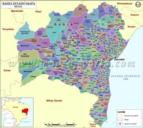 Bahia Mapa Bahia Estado Mapa Brasil