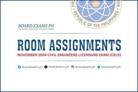 ROOM ASSIGNMENTS November 2024 Civil Engineers Licensure Exam CELE