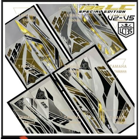 Yamaha Lc135 V2 V3 V4 V5 V6 V7 Body Cover Stripe Sticker Goldsilver