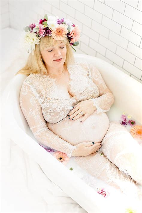 Floral Milk Bath Maternity Photoshoot Salty Canary