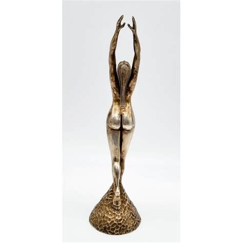 An Art Deco Sterling Silver Statuette Of A Naked Lady Height Cm