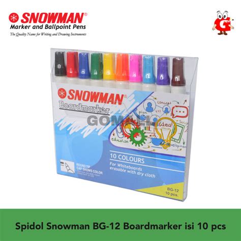 Promo Spidol Papan Tulis Whiteboard Snowman BG 12 Boardmarker Isi 10