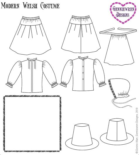 Genniewren Designs Modern Welsh Costume 18 Inch Doll Clothes Pattern