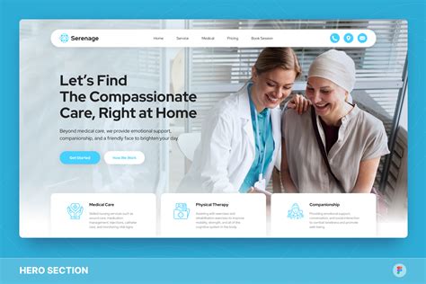 Serenage Nursing Home Hero Section Figma Template Design Templates