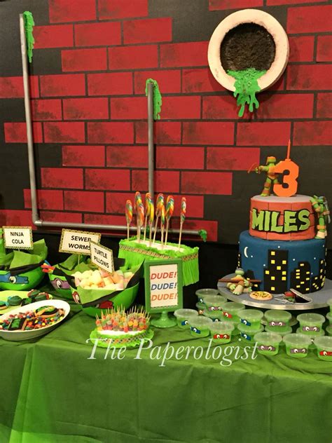 Dessert Table Backdrop At The Teenage Mutant Ninja Turtle Party Ninja