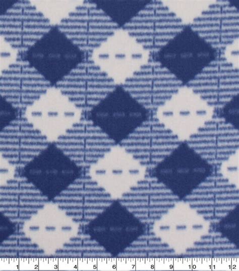 Navy And White Check Bias Plaid Blizzard Fleece Fabric Joann