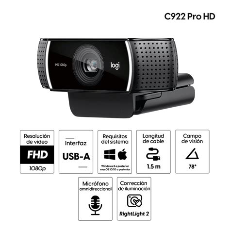 Cámara Web Logitech C922 Pro Stream Fhd 1080p Conexión Usb Micrófono