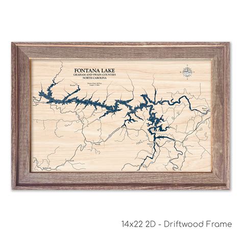 Fontana Lake Map | Wooden Maps | thirtyAXIS