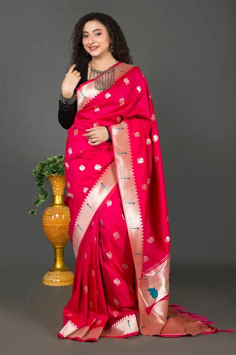 Red Paithani Silk Saree Poridheo