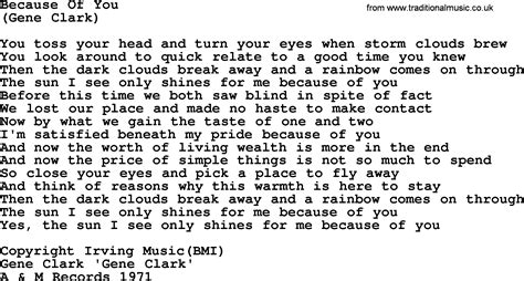 Because Of You, by The Byrds - lyrics with pdf