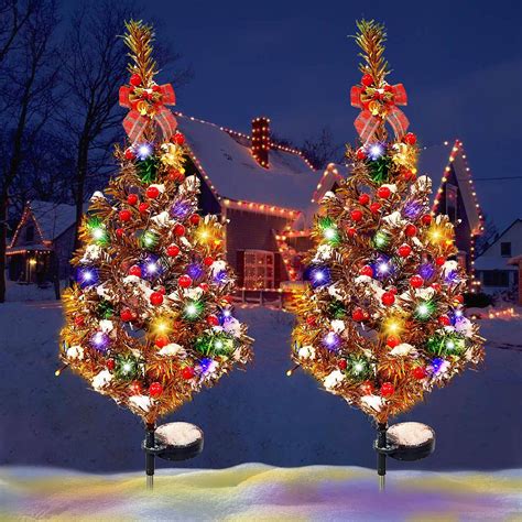 Amazon Pcs Solar Christmas Tree Lights Decorations Outdoor Xmas