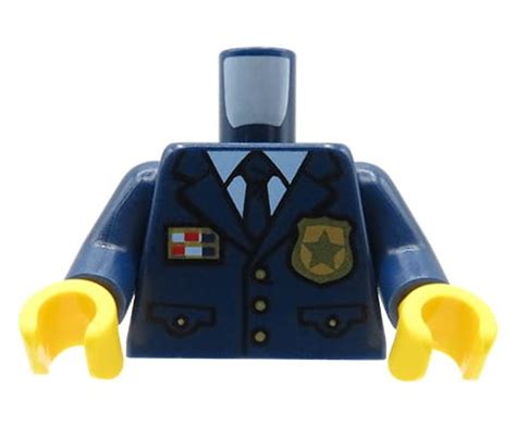 Lego Minifigure Torso Police Suit With Badge Shirt Tie Extra