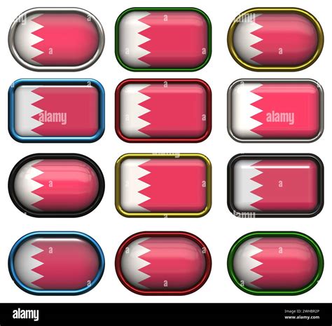 Twelve Buttons Of The Flag Of Bahrain Stock Photo Alamy