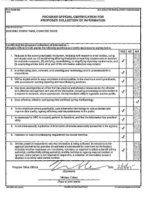 Fillable Online Nrc Form Programs Official Certification For