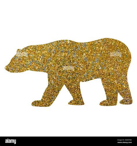 Cute Polar Bear With Golden And Silver Glitter Texture For Logo Design