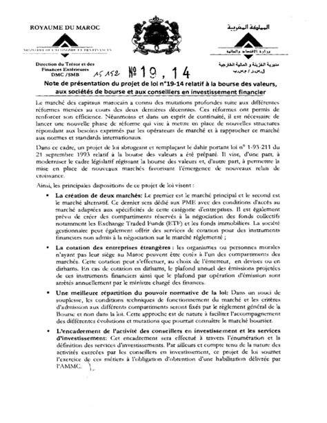 Projet De Loi N°19 14