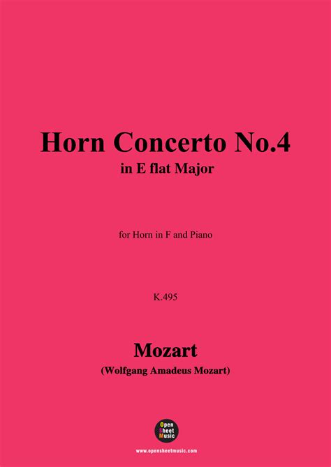 W A Mozart Horn Concerto No 4 For Horn In F And Piano Arr Osm Press