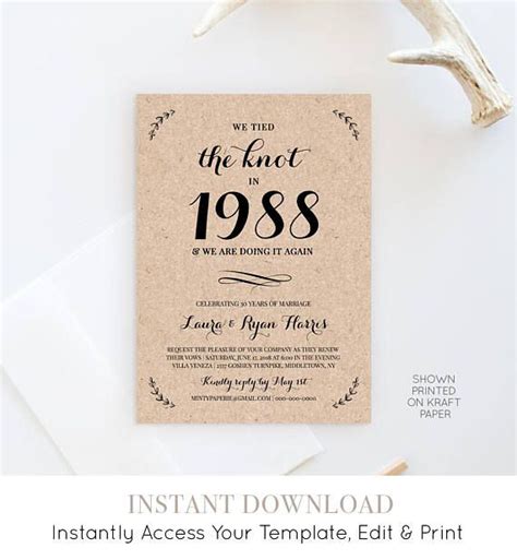 Anniversay Invitation Template Wedding Vow Renewal Invitation