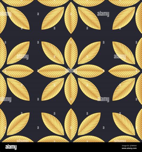 Elegant Golden Leaves Seamless Pattern Vector Background Luxury Style