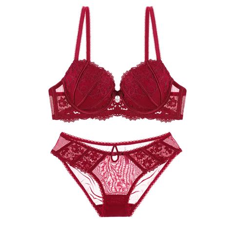 Burgundy Embroidery Lace Sexy Women S Bra Panties Sets Wine Bras Kit Ladiespush Up Bra Sets