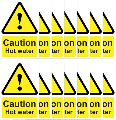 RDLCAR Caution Hot Water Stickers Pack Of 14 Durable Kitchen Safety Warning Labels Self Adhesive