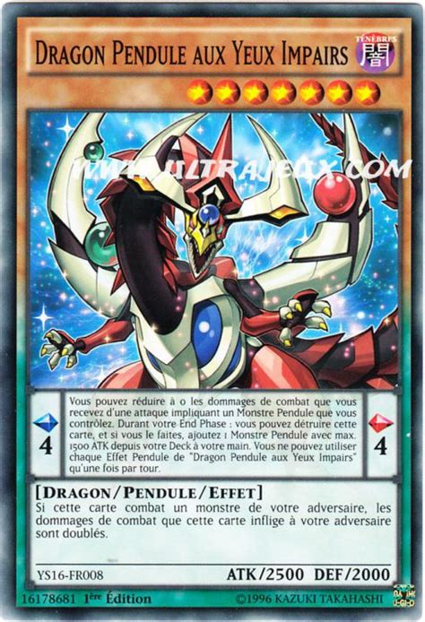 Carte Yu Gi Oh Dragon Pendule Aux Yeux Impairs Ys Fr