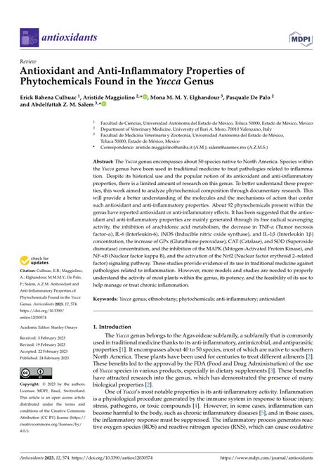 Pdf Antioxidant And Anti Inflammatory Properties Of Phytochemicals