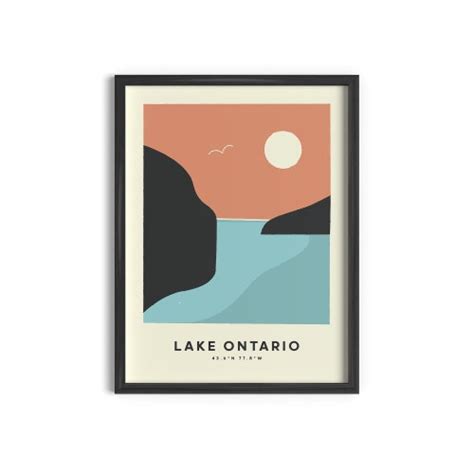 Old Lake Ontario Lighthouses Map Nautical Great Lakes Etsy Canada