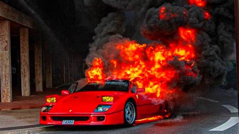 1 Million Ferrari F40 Burning Supercar In Flames YouTube