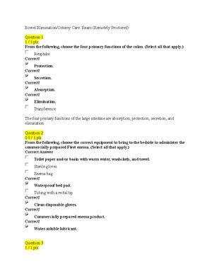 BSN 206 Urinary Catheterization Exam Remotely Proctored Urinary