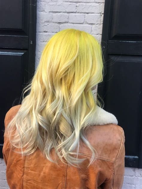 Neon Color By Amanda Neon Yellow Reversed Balayage Platinum Blonde