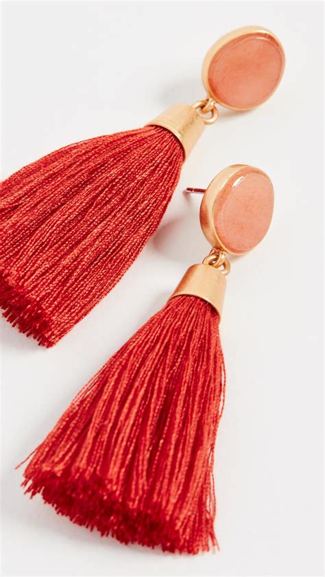 Madewell Stone And Tassel Earrings In Red Lyst