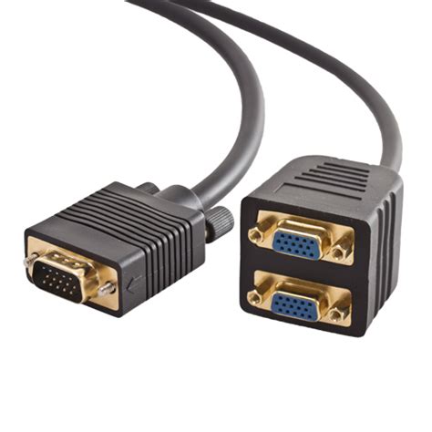 Vga 1 Male To Dual 2 Vga Female Converter Splitter Y Cable Gold Plated Ebay