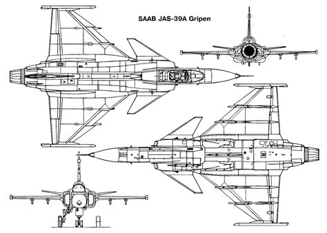 Saab JAS 39 Gripen Blueprint - Download free blueprint for 3D modeling