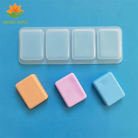 Silicone RACTANGLE 4 CAVITY SOAP MOULD 100GMS ROUND FINISH Thickness