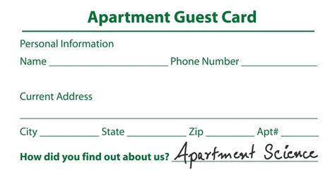 Leasing Guest Card Template