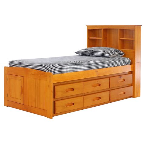 Oshome Warm Honey Twin Wood Captain Bed With Storage 82120k12 22 At