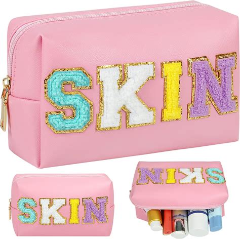 Amazon Besharppin Preppy Makeup Bag Synthetic Leather Patch