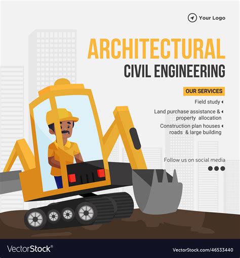 Architectural Civil Engineering Banner Design Vector Image