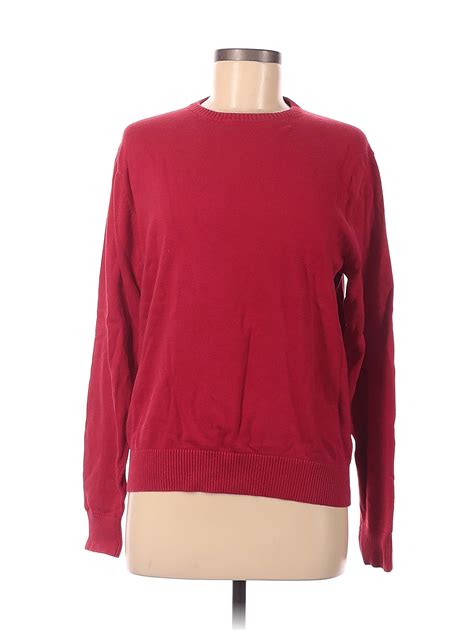 Jcpenney 100 Cotton Solid Color Block Red Pullover Sweater Size M 68