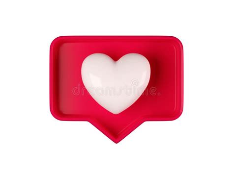 D Like Heart Icon In Red Speech Bubble Box Isolated On White