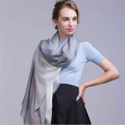 Cashmere Scarf Women Soft Warm Natural Fabric Fashion Gray Big Plaid