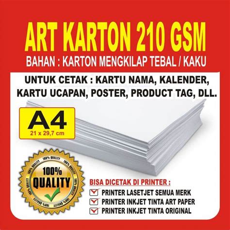 Art Karton Gsm A Kertas Art Carton Paper Glossy Gram