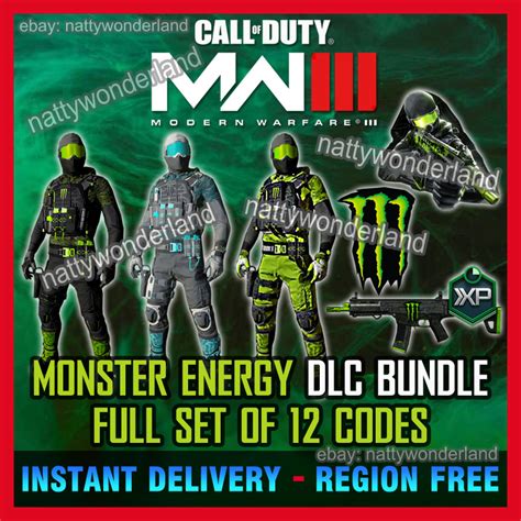 Call Of Duty Modern Warfare 3 Monster Energy Full Set Of 12 Codes Skin