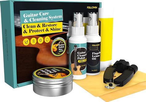 Guitar Cleaning Kit Followin Guitar Care System 7 Pack Cleaner Polish Fingerboard