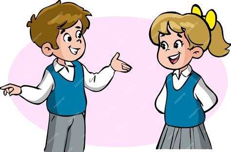 Premium Vector Standing Speaking Students Cartoon Vector