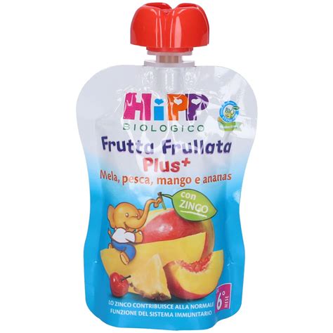 Hipp Bio Frutta Frullata Plus Mela Pesca Mango Ananas Con Zinco 90 G