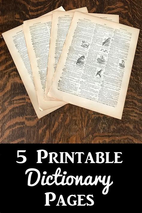 5 Free Vintage Printable Dictionary Pages To Use In Arts Crafts