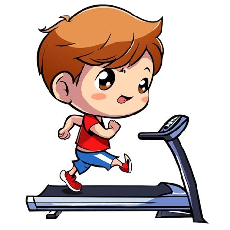 Junior Jogger el niño lindo corriendo en la cinta de correr dibujos